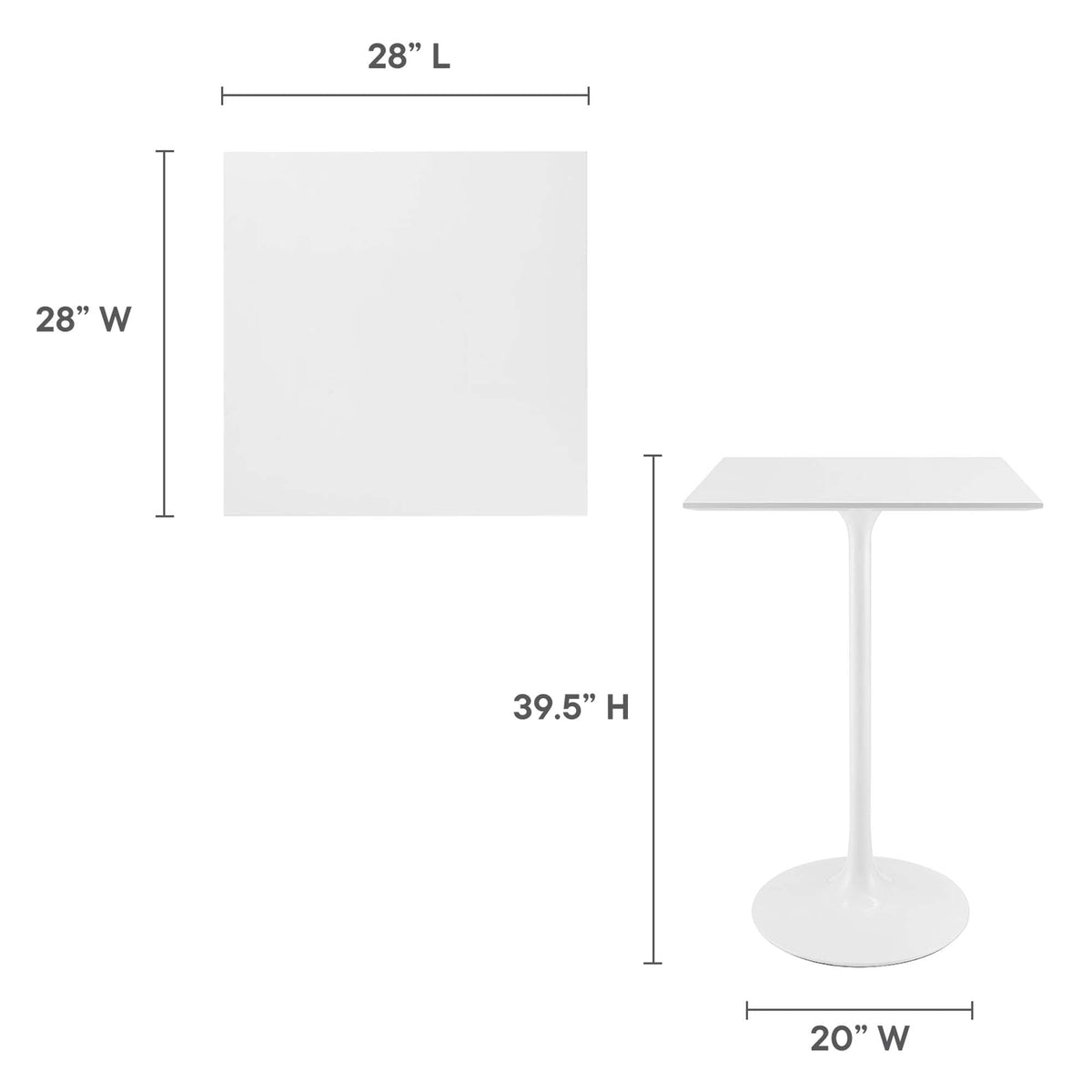 Lippa 28" Square Wood Bar Table by Modway - EEI-1826