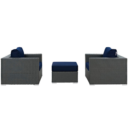 Sojourn 3 Piece Outdoor Patio Sunbrella® Sectional Set by Modway - EEI-1891