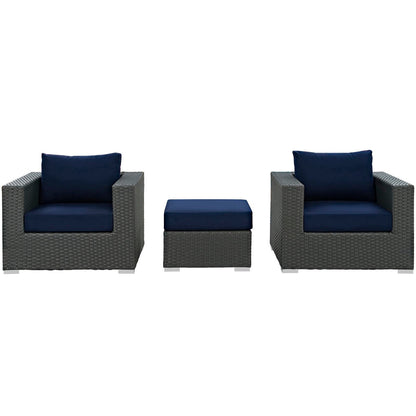 Sojourn 3 Piece Outdoor Patio Sunbrella® Sectional Set by Modway - EEI-1891
