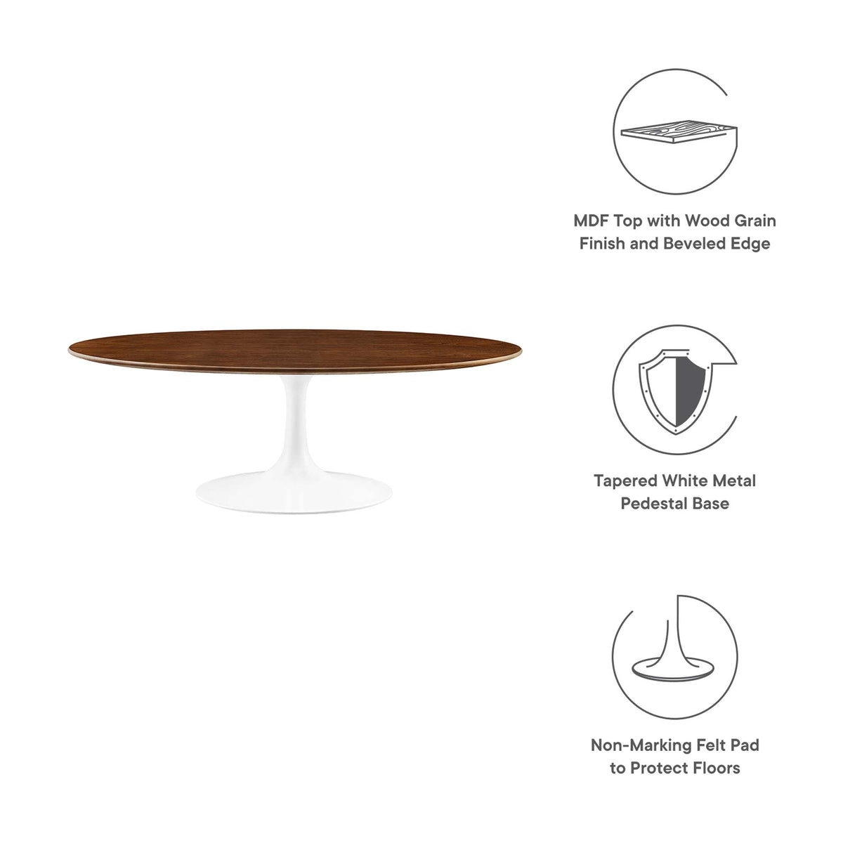 Lippa 48" Oval Wood Coffee Table by Modway - EEI-2020