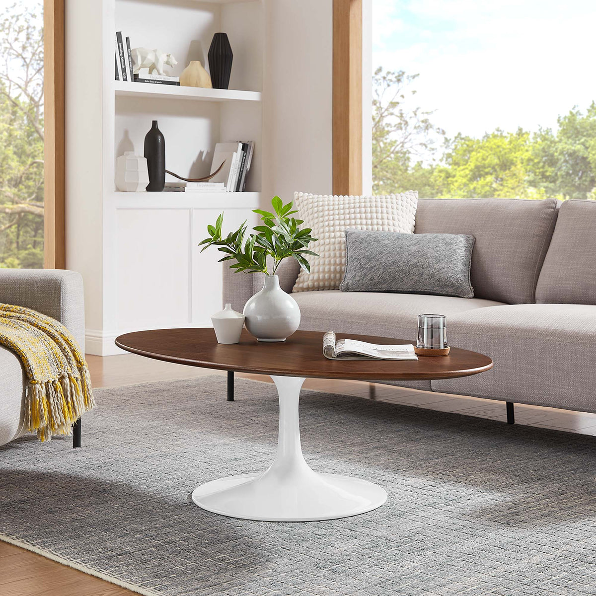 Lippa 48" Oval Wood Coffee Table by Modway - EEI-2020