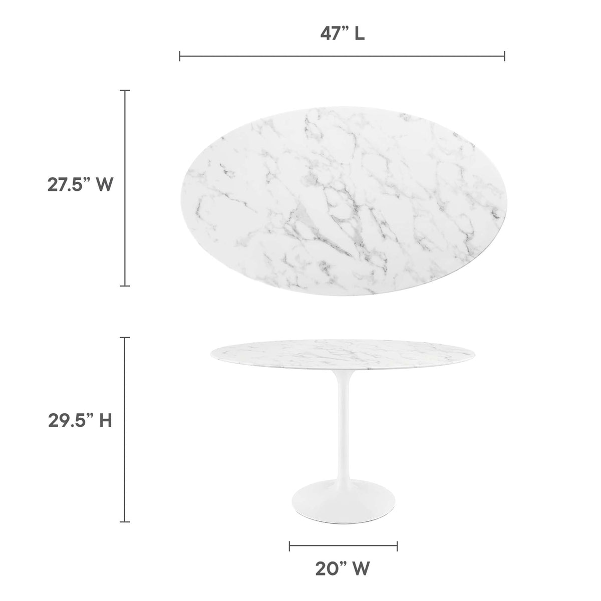 Lippa 48" Oval Faux Marble Dining Table by Modway - EEI-2021