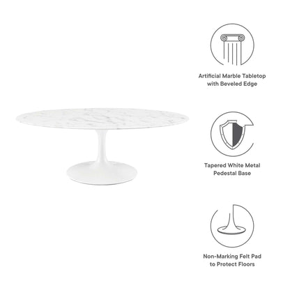 Lippa 48" Oval Faux Marble Coffee Table by Modway - EEI-2022