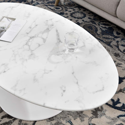 Lippa 48" Oval Faux Marble Coffee Table by Modway - EEI-2022
