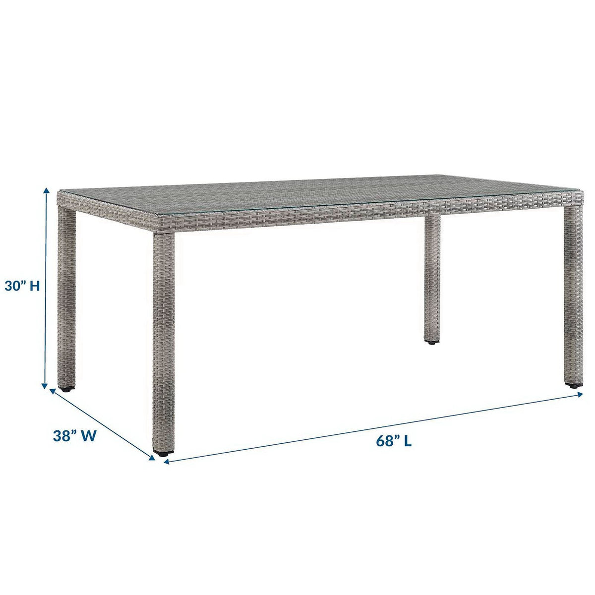 Aura 68" Outdoor Patio Wicker Rattan Dining Table by Modway