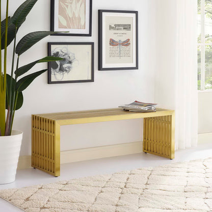 Gridiron Medium Stainless Steel Bench by Modway - EEI-3035