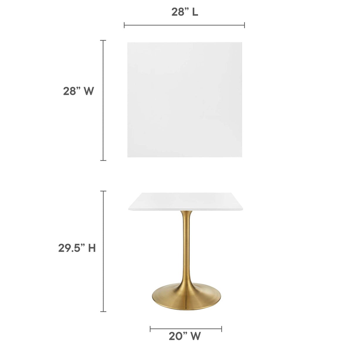 Lippa 28" Square Wood Dining Table by Modway - EEI-3211