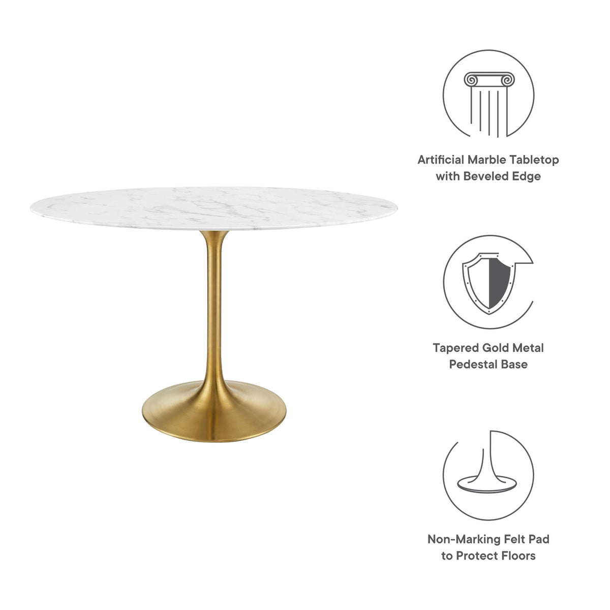 Lippa 48" Oval Faux Marble Dining Table by Modway - EEI-3216