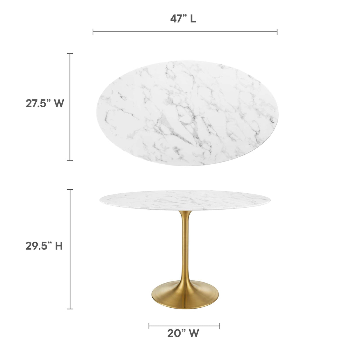 Lippa 48" Oval Faux Marble Dining Table by Modway - EEI-3216