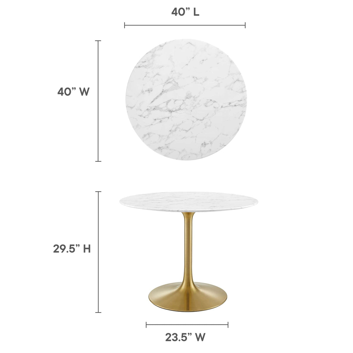 Lippa 40" Round Faux Marble Dining Table by Modway - EEI-3231