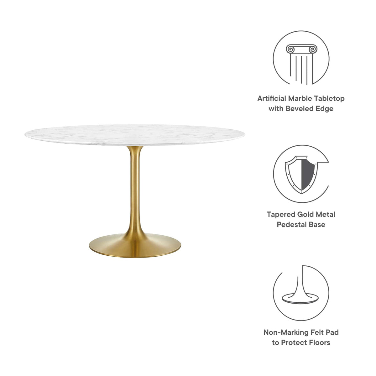 Lippa 54" Round Faux Marble Dining Table by Modway - EEI-3233