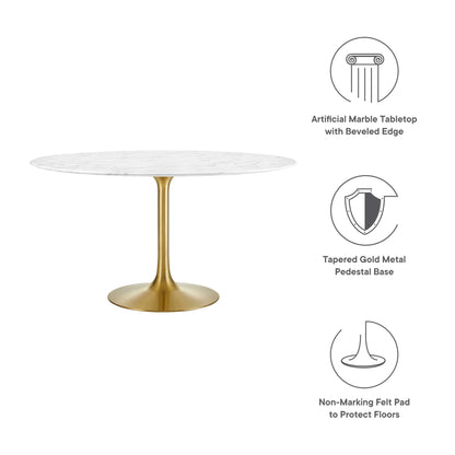 Lippa 54" Round Faux Marble Dining Table by Modway - EEI-3233