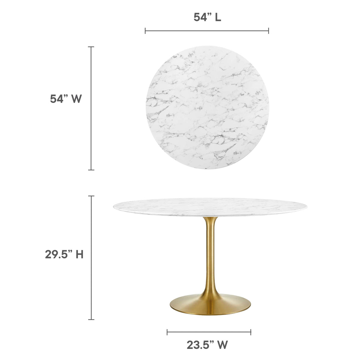 Lippa 54" Round Faux Marble Dining Table by Modway - EEI-3233