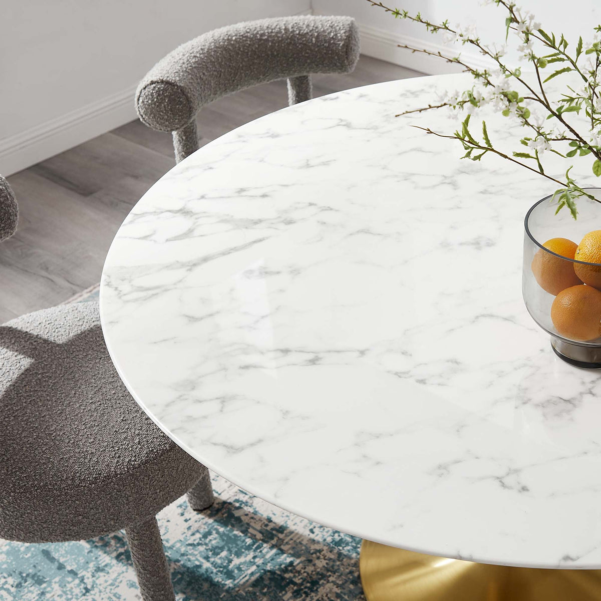 Lippa 54" Round Faux Marble Dining Table by Modway - EEI-3233