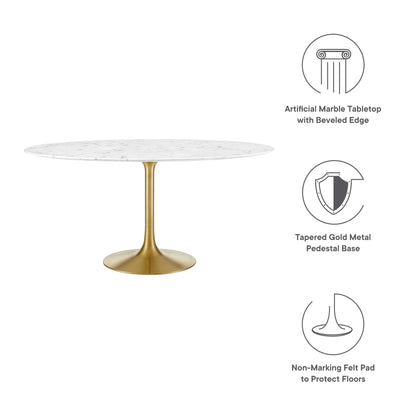 Lippa 60" Round Faux Marble Dining Table by Modway - EEI-3234