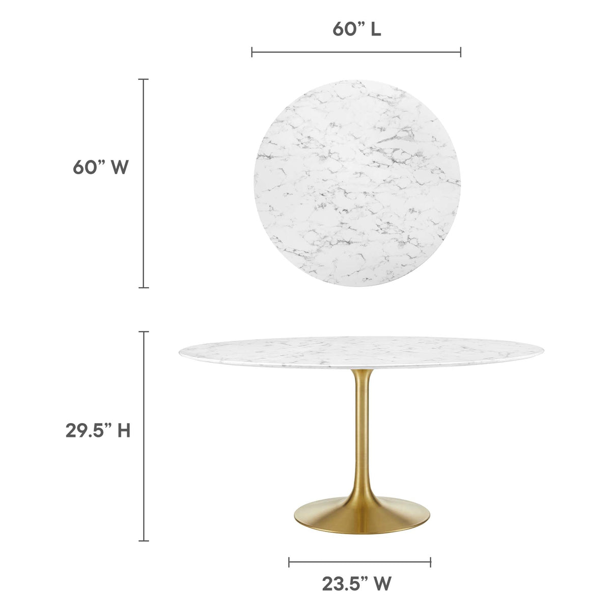 Lippa 60" Round Faux Marble Dining Table by Modway - EEI-3234
