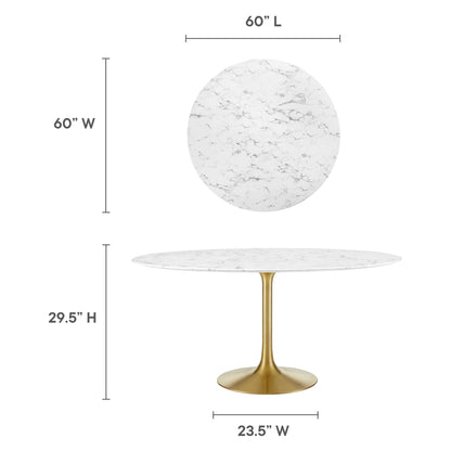 Lippa 60" Round Faux Marble Dining Table by Modway - EEI-3234
