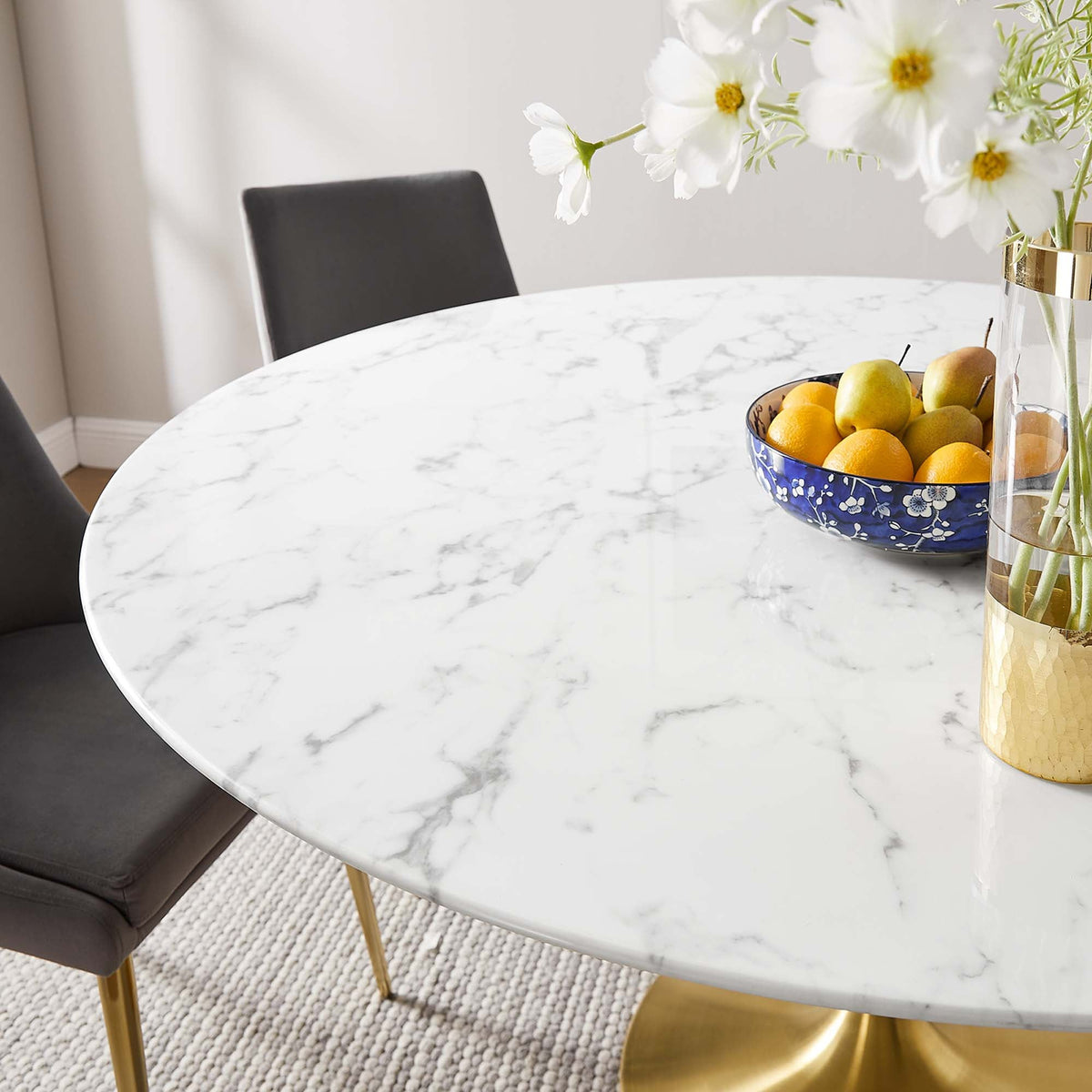 Lippa 60" Round Faux Marble Dining Table by Modway - EEI-3234