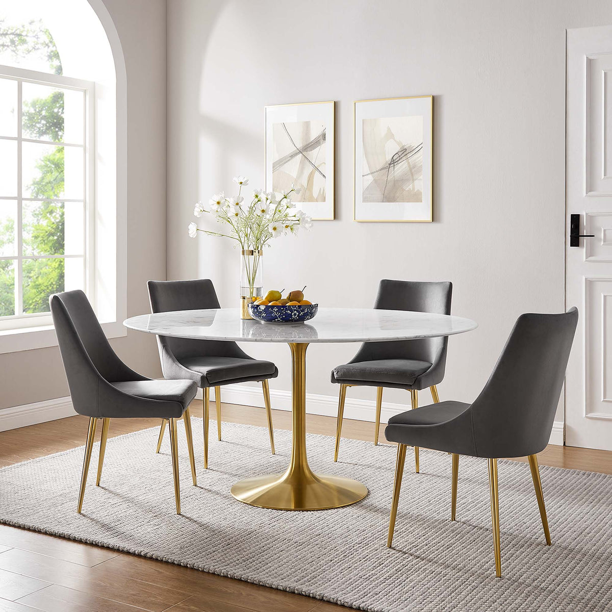 Lippa 60" Round Faux Marble Dining Table by Modway - EEI-3234