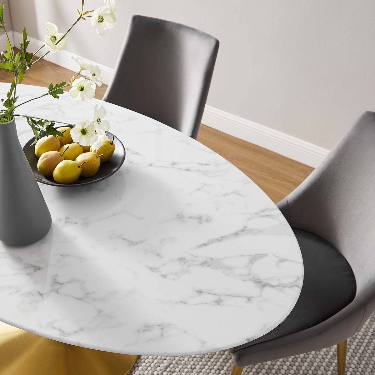 Lippa 60" Oval Faux Marble Dining Table by Modway - EEI-3236