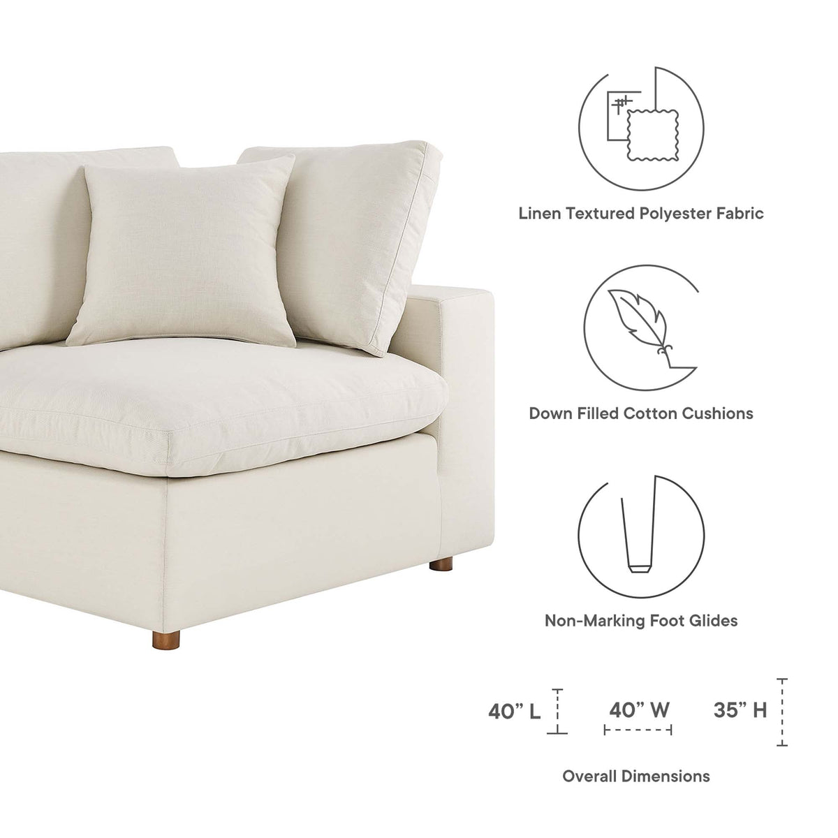 Commix 6-Piece Down Filled Overstuffed Sectional Sofa by Modway - EEI-3362