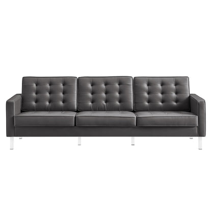 Loft Tufted Vegan Leather Sofa by Modway