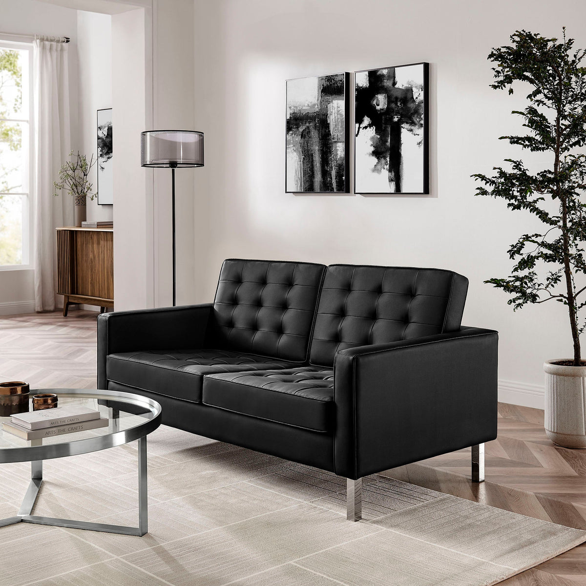 Loft Tufted Vegan Leather Loveseat by Modway