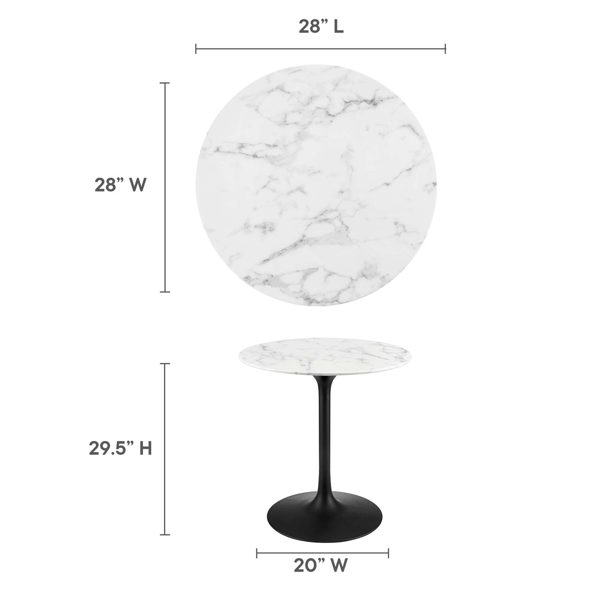 Lippa 28" Round Faux Marble Dining Table by Modway - EEI-3515
