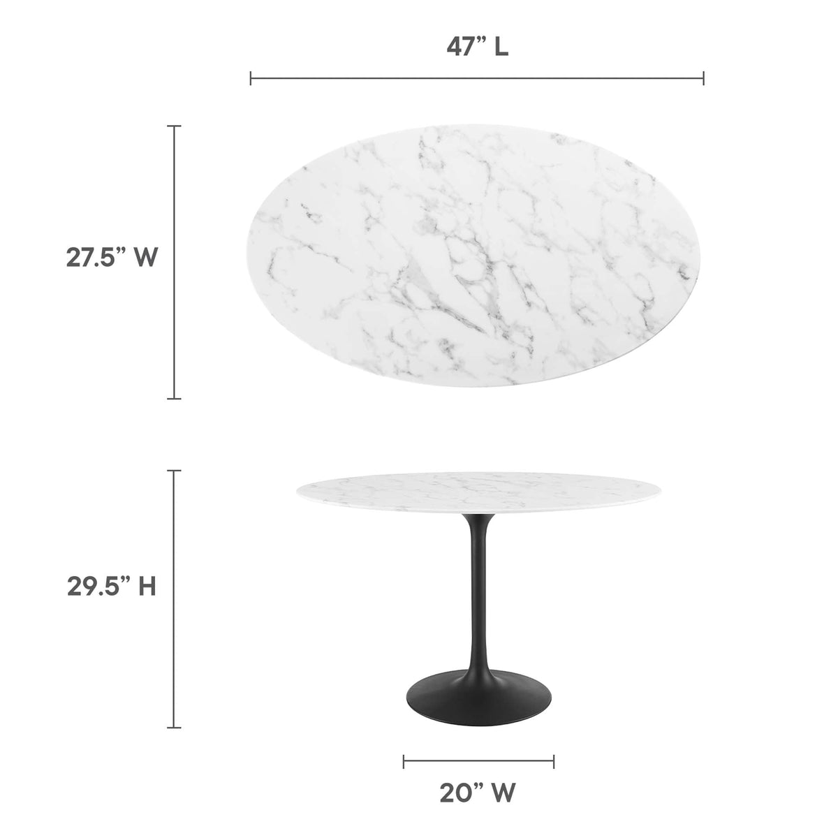 Lippa 48" Oval Faux Marble Dining Table by Modway - EEI-3518