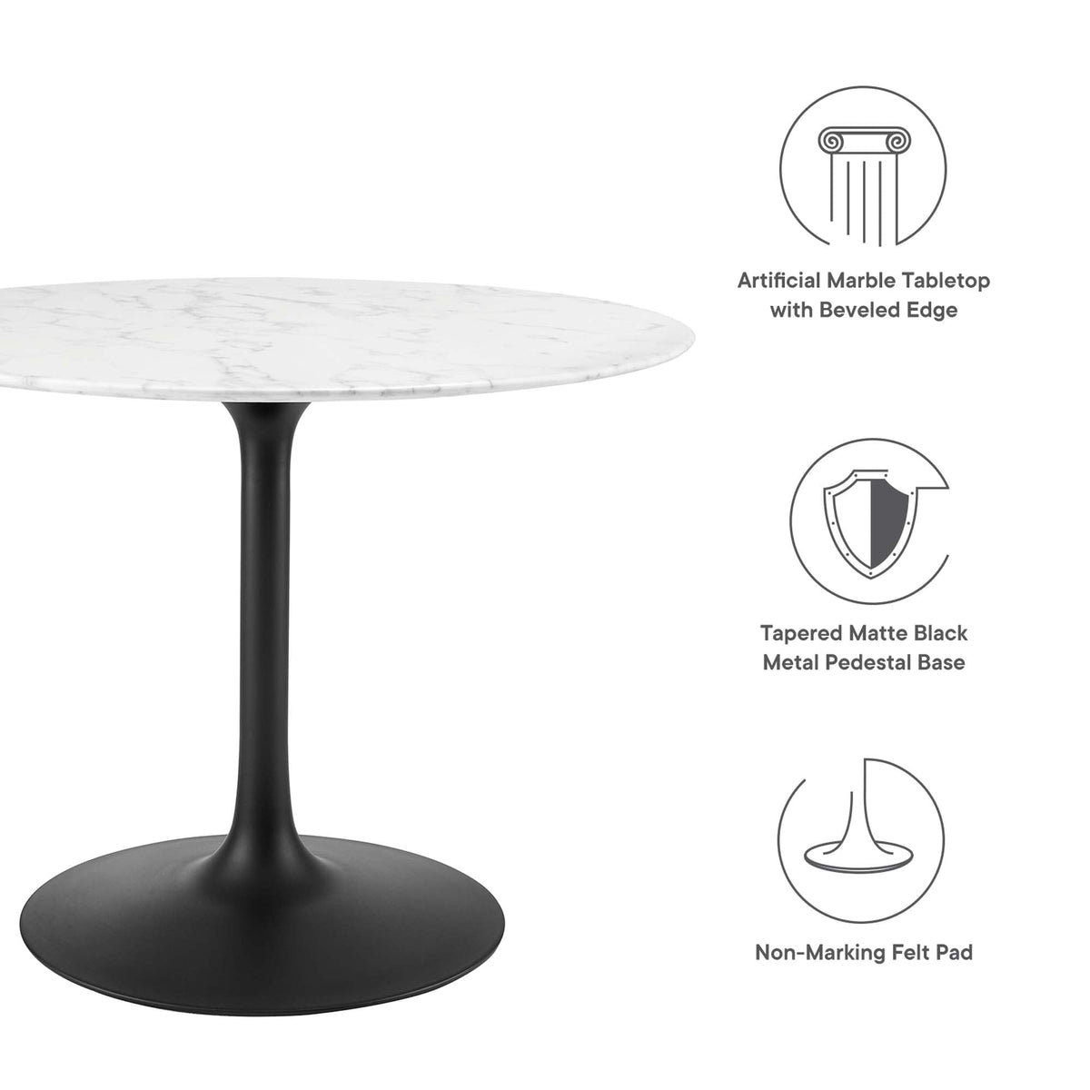Lippa 40" Round Faux Marble Dining Table by Modway - EEI-3526