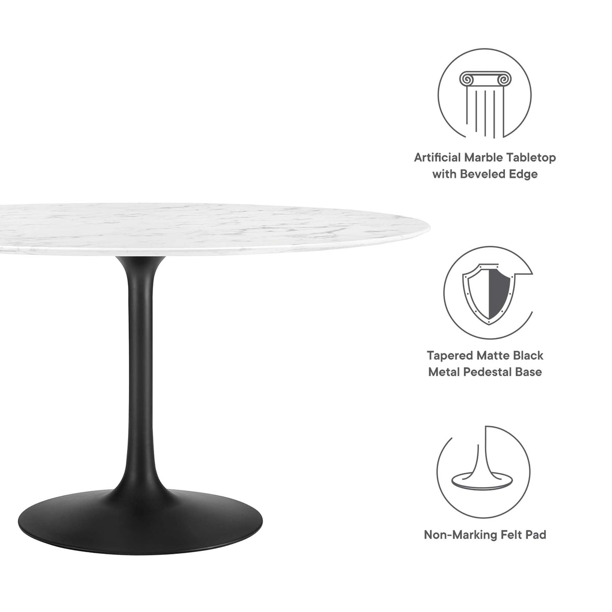 Lippa 54" Round Faux Marble Dining Table by Modway - EEI-3528