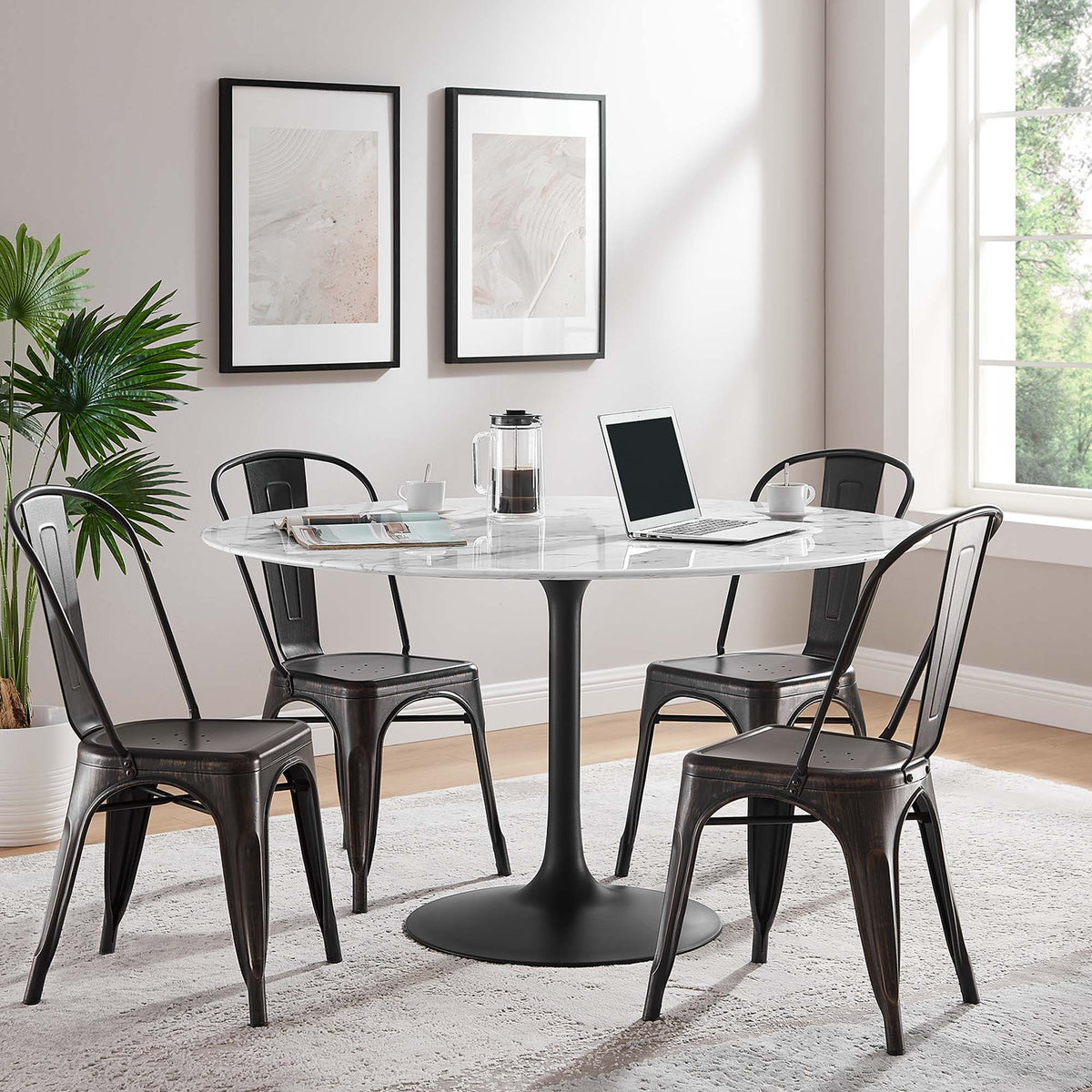 Lippa 54" Round Faux Marble Dining Table by Modway - EEI-3528