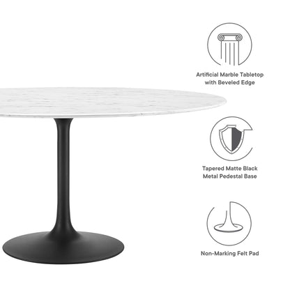 Lippa 60" Round Faux Marble Dining Table by Modway - EEI-3529