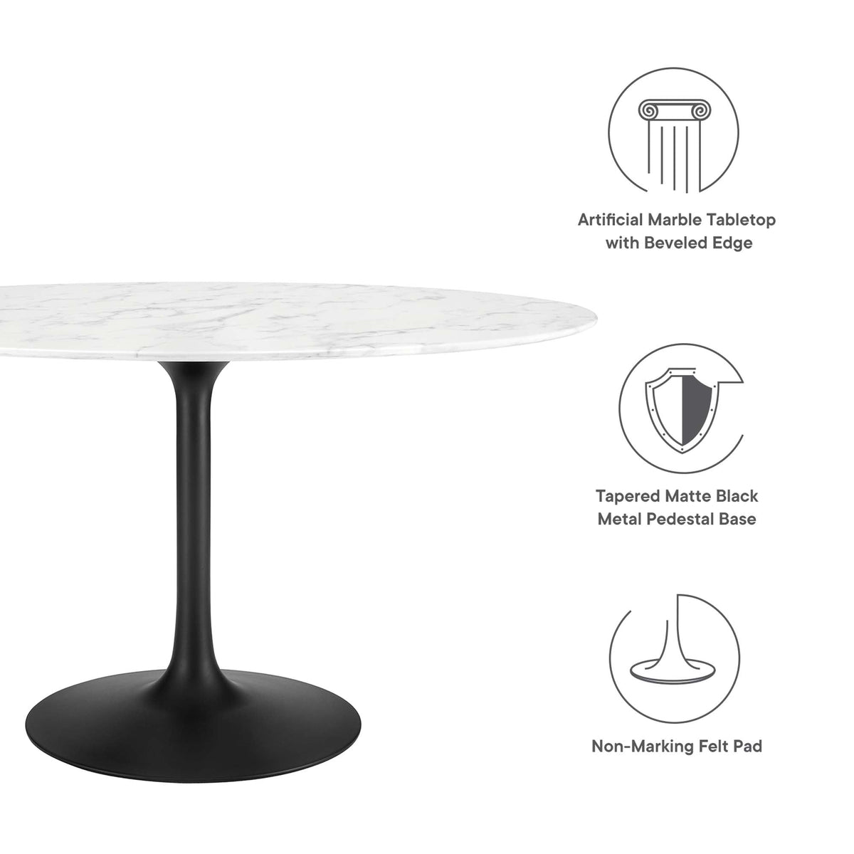 Lippa 54" Oval Faux Marble Dining Table by Modway - EEI-3530