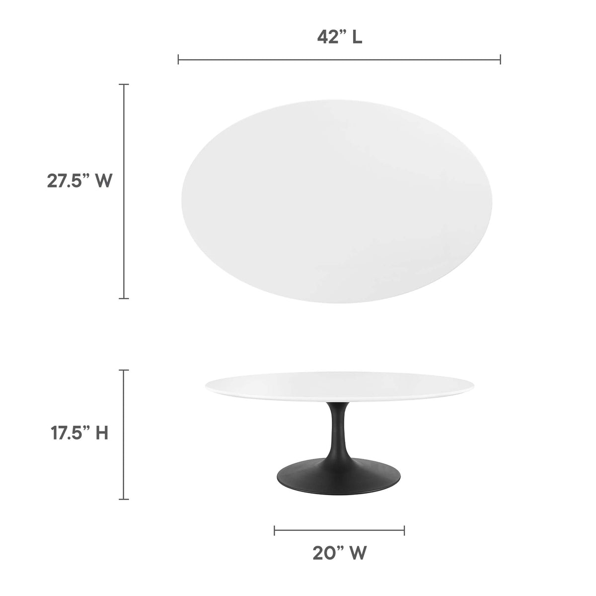 Lippa 42" Oval Wood Coffee Table by Modway - EEI-3533