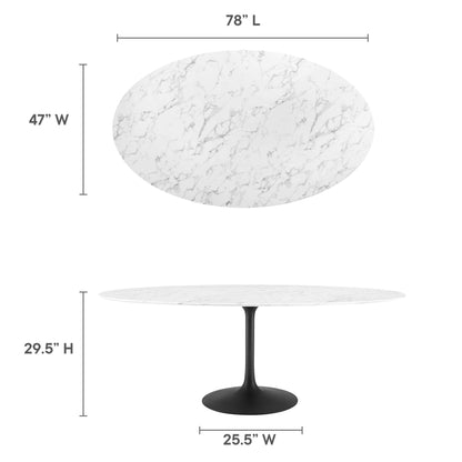 Lippa 78" Oval Faux Marble Dining Table by Modway - EEI-3542
