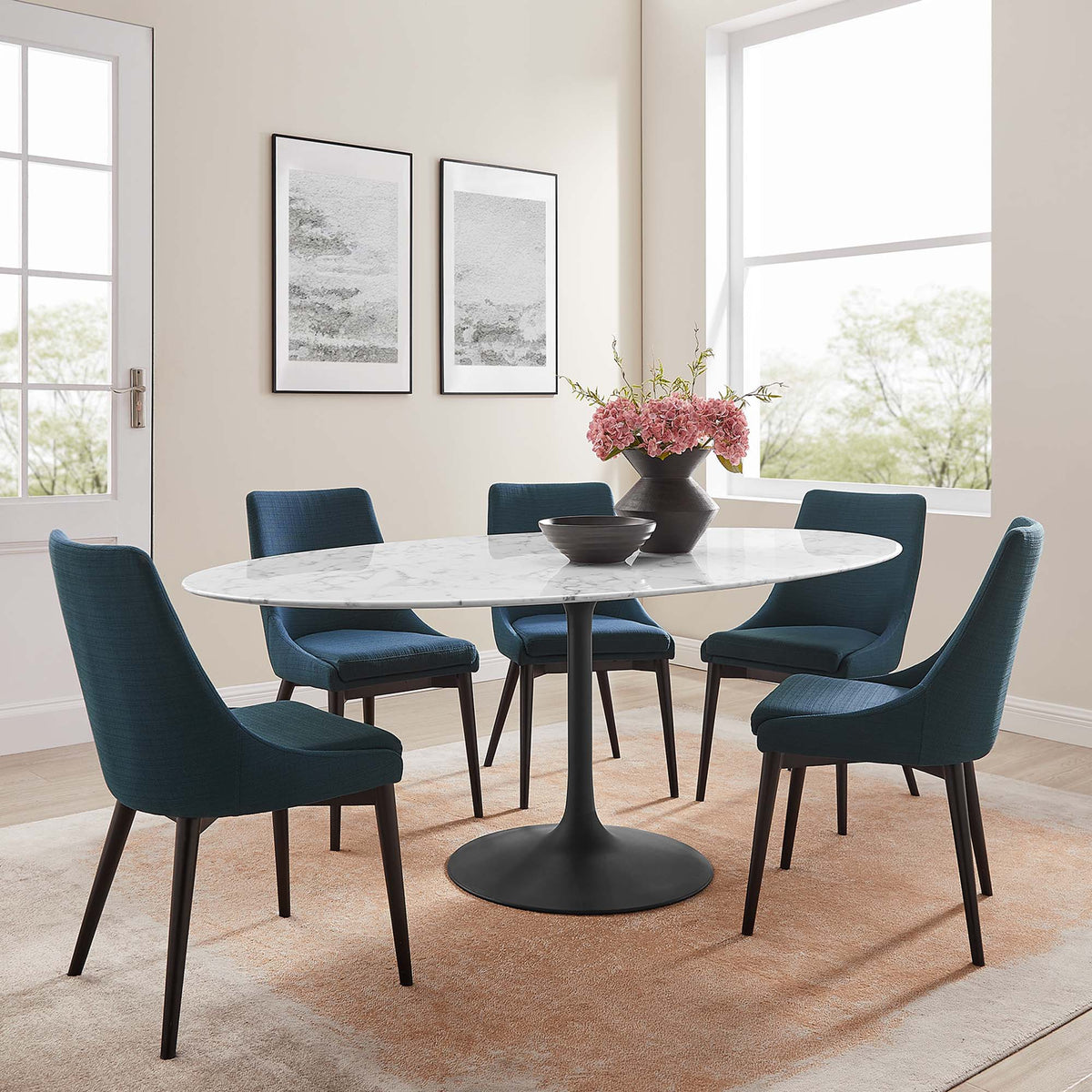 Lippa 78" Oval Faux Marble Dining Table by Modway - EEI-3542