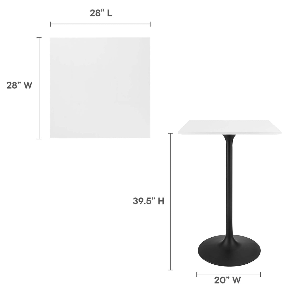 Lippa 28" Square Wood Bar Table by Modway - EEI-3546