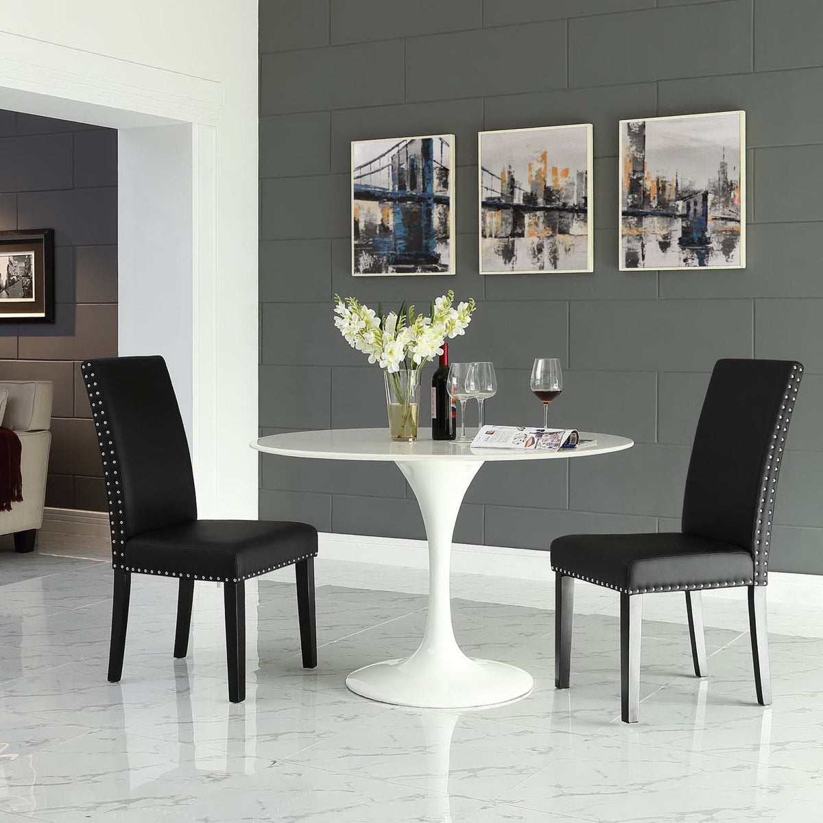Parcel Vinyl Dining Side Chair Set of 2 by Modway
