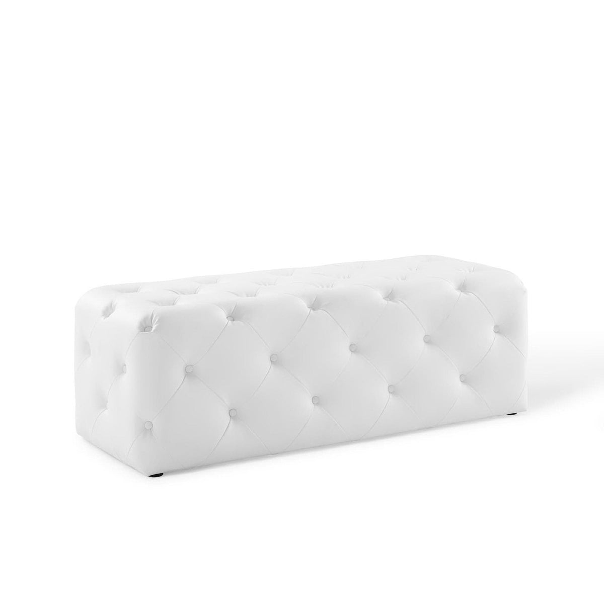 Amour 48" Tufted Button Faux Leather Entryway Bench