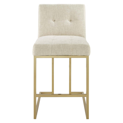 Privy Gold Stainless Steel Upholstered Fabric Counter Stool by Modway