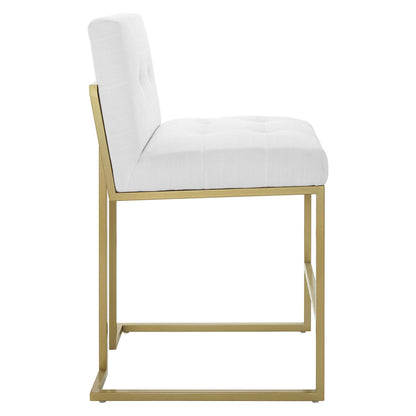 Privy Gold Stainless Steel Upholstered Fabric Counter Stool by Modway