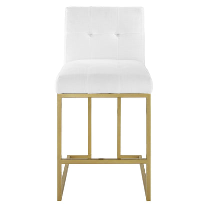 Privy Gold Stainless Steel Upholstered Fabric Counter Stool by Modway