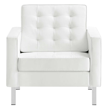Loft Tufted Vegan Leather Armchairs Set of 2 by Modway