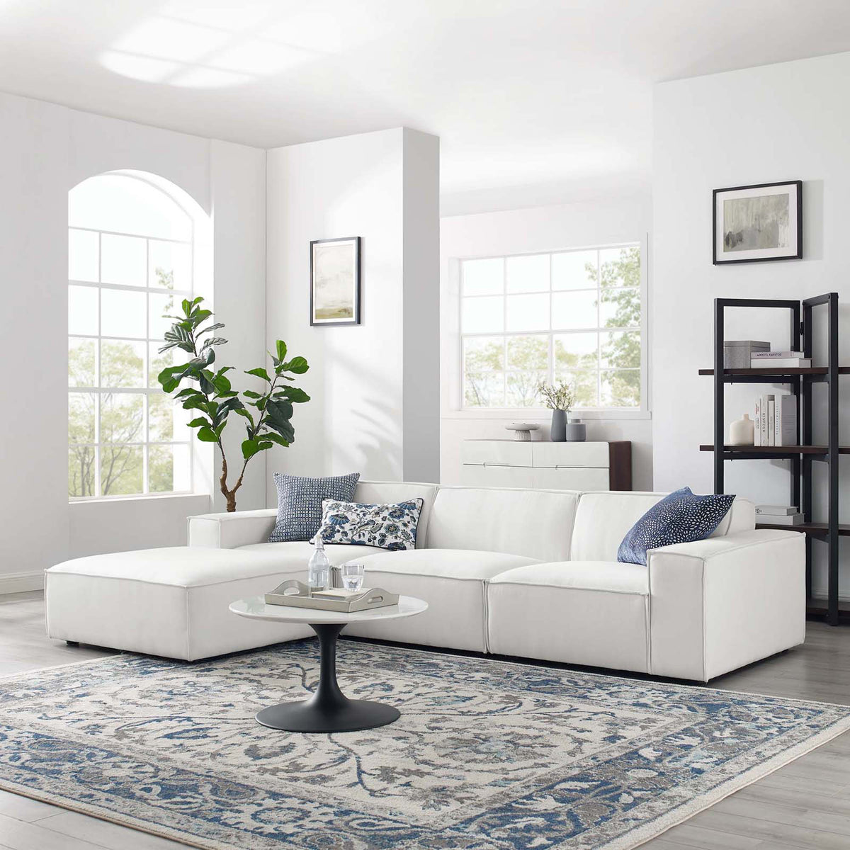 Restore 4-Piece Sectional Sofa by Modway - Charcoal / White (EEI-4113)
