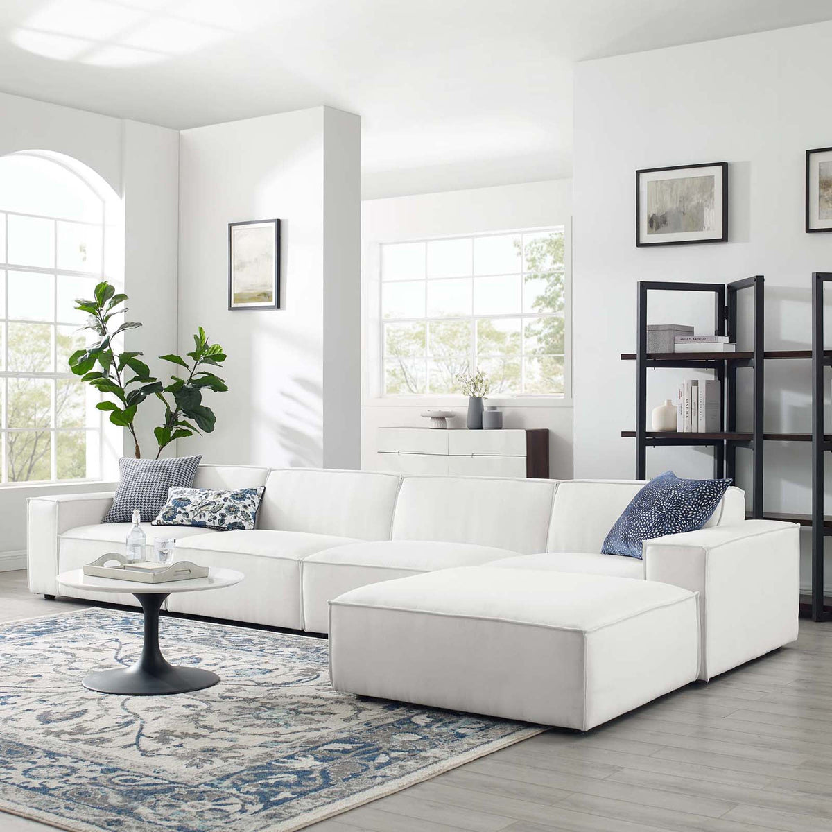 Restore 5-Piece Sectional Sofa by Modway - Charcoal / White (EEI-4115)