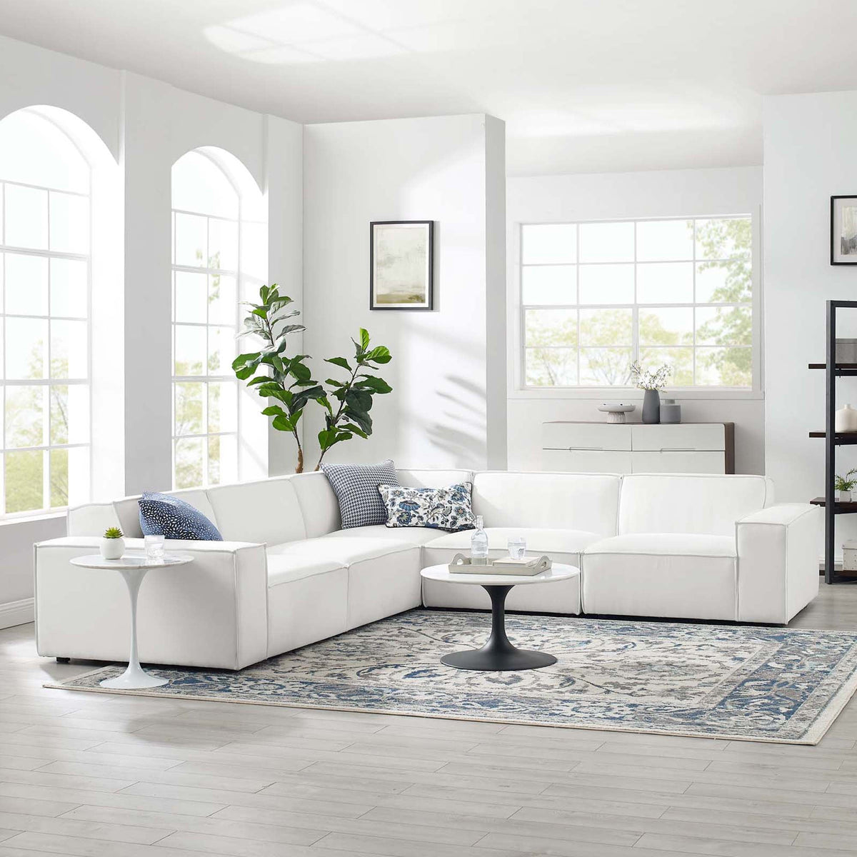 Restore 5-Piece Sectional Sofa by Modway - Charcoal / White (EEI-4117)