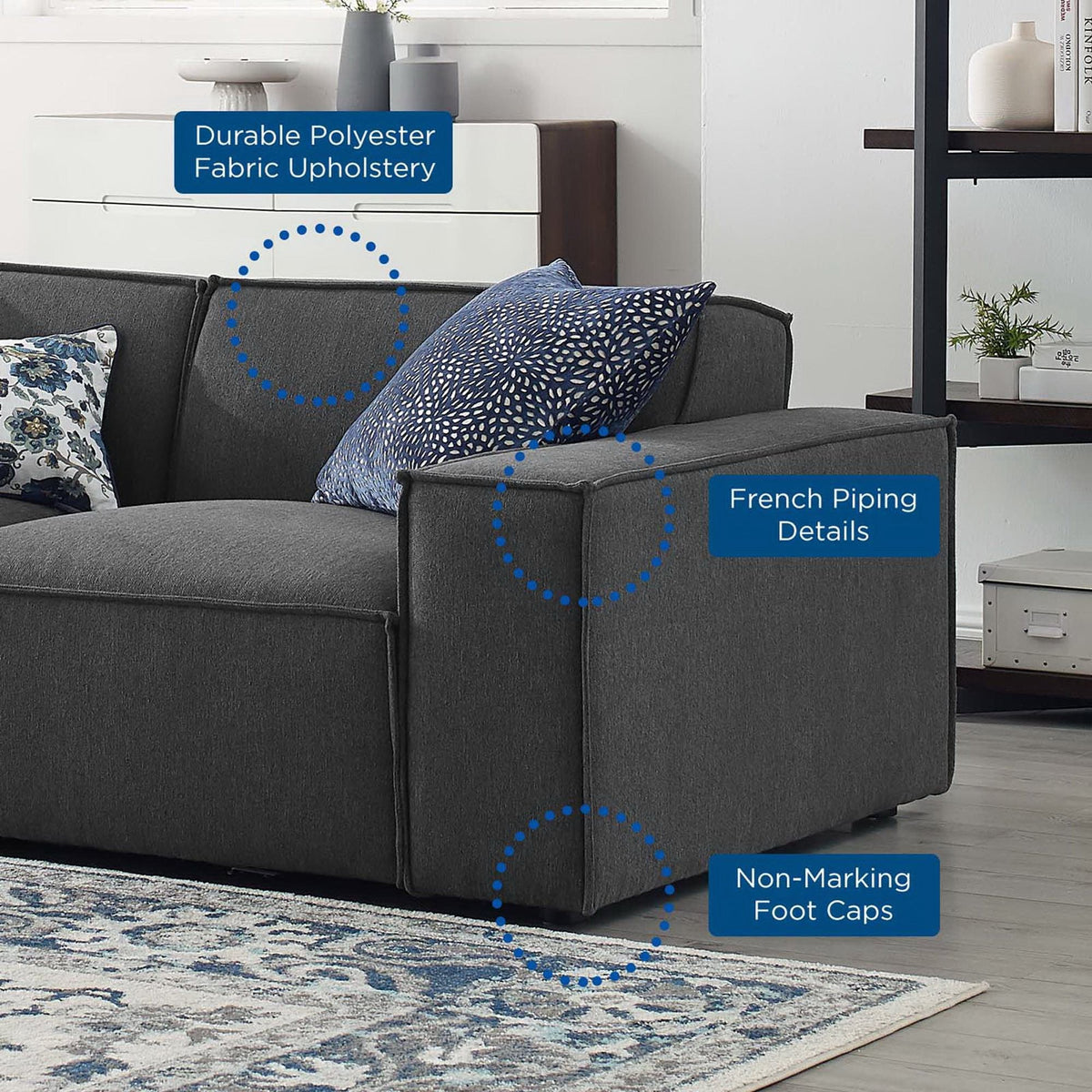 Restore 6-Piece Sectional Sofa by Modway - Charcoal / White (EEI-4118)
