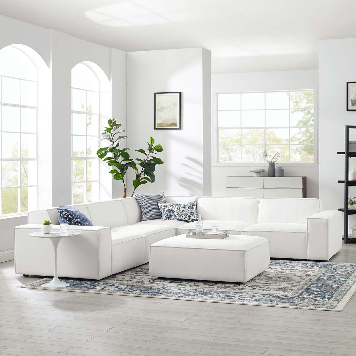 Restore 6-Piece Sectional Sofa by Modway - Charcoal / White (EEI-4118)
