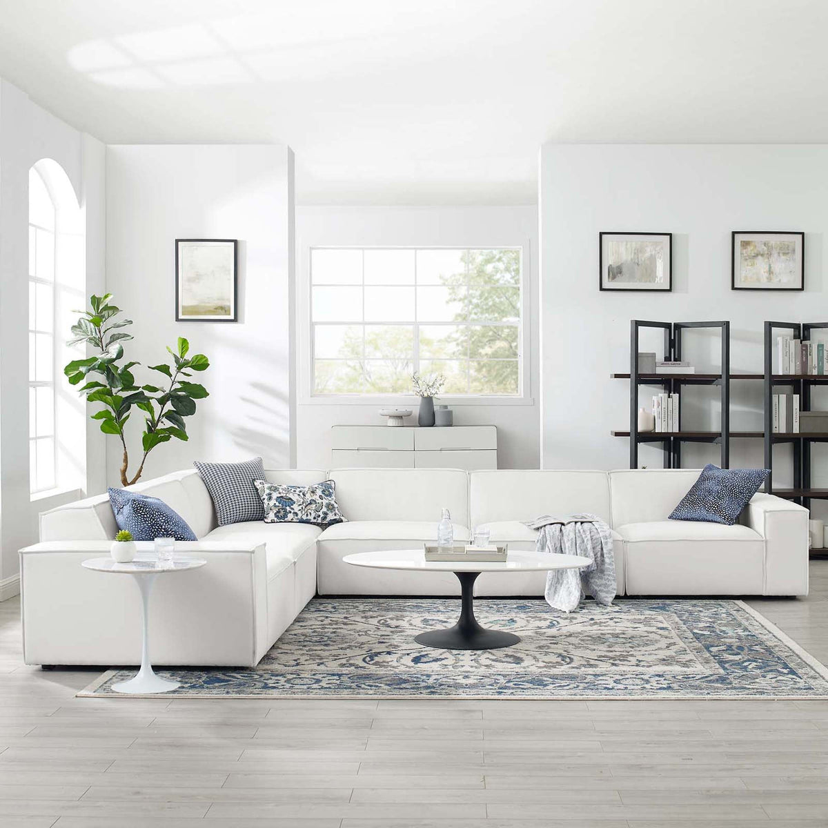 Restore 6-Piece Sectional Sofa by Modway - Charcoal / White (EEI-4119)
